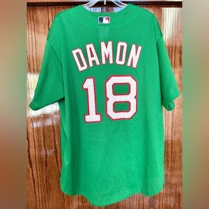 2004 Boston Red Sox Johnny Damon St. Patrick's Jersey XL Green Spring Training
